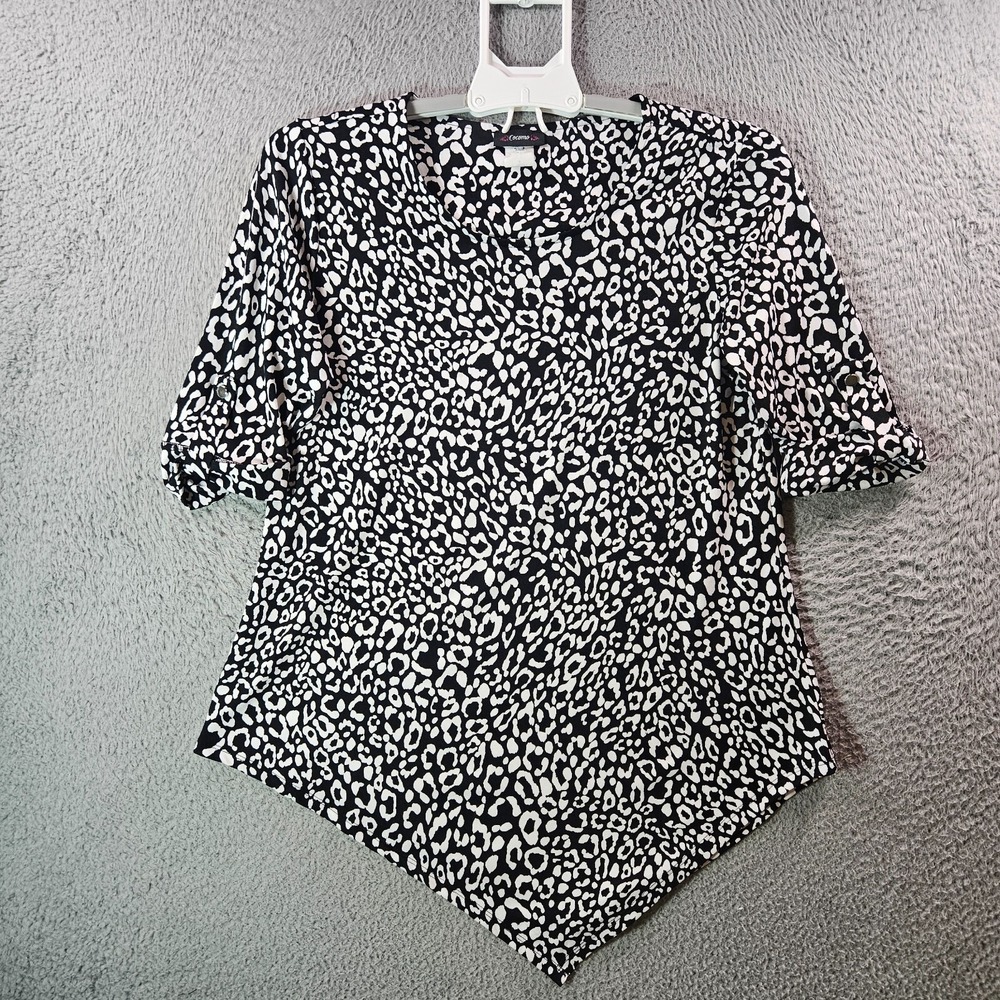 Cocomo Top Blouse Women Small Abstract Print Stretch‎ Black White